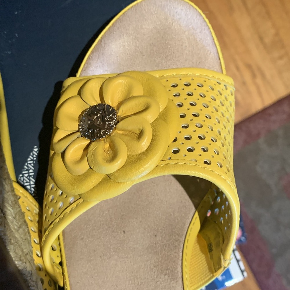 Anne Klein Yellow Floral Slide Sandals - Picture 4 of 5